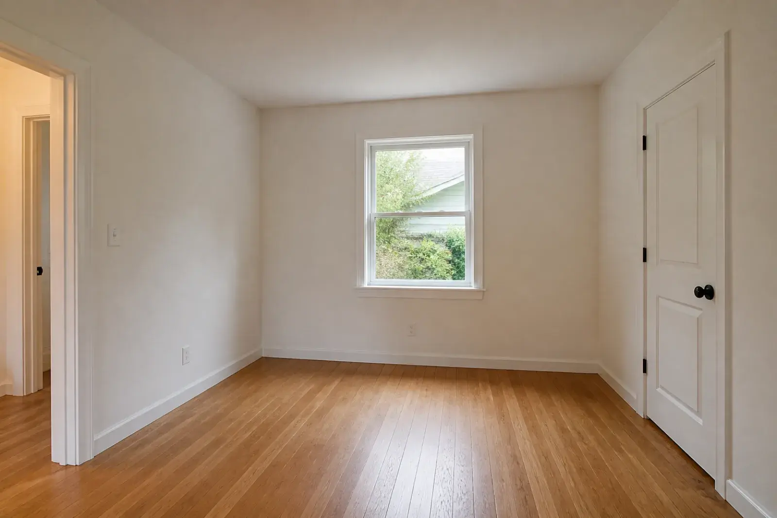 Original and staged office comparison: Before — original empty room